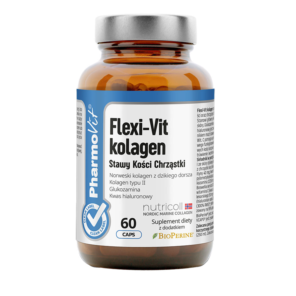 Фото - Вітаміни й мінерали Suplement Flexi-Vit kolagen 60 kaps PharmoVit Clean Label