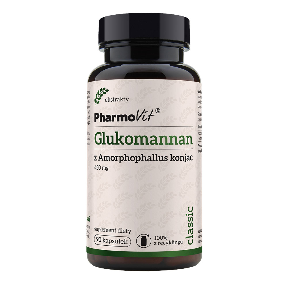 Фото - Вітаміни й мінерали Suplement Glukomannan z Amorphophallus konjac 450 mg 90 kaps PharmoVit Cla