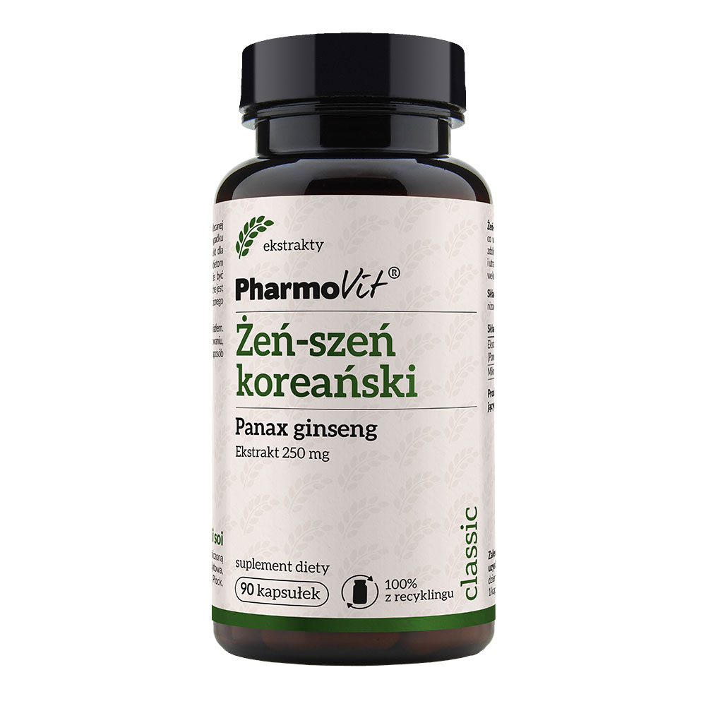 Фото - Вітаміни й мінерали Suplement Żeń-szeń koreański Panax ginseng 250 mg 90 kaps PharmoVit Classi