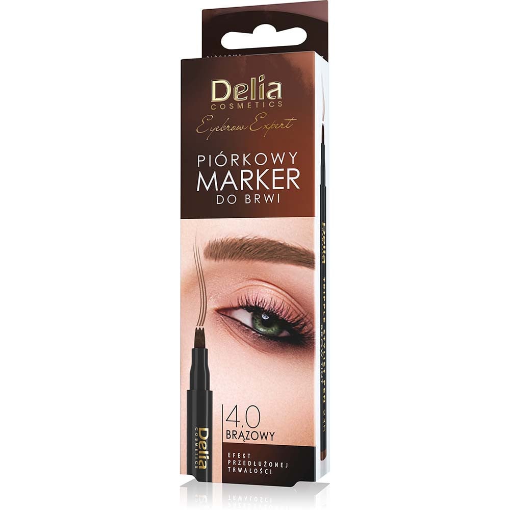 Zdjęcia - Tusz Delia Cosmetics Piórkowy marker do brwi Triple Pen 24h Brązowy 4.0  EYEBROW 