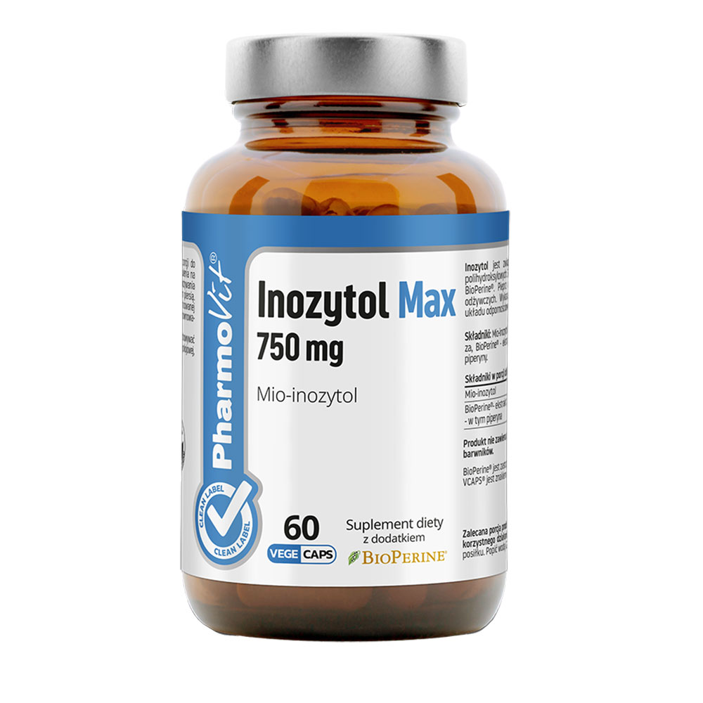 Zdjęcia - Pozostałe suplementy sportowe Suplement Inozytol Max 750 mg Mio-inozytol 60 kaps PharmoVit Clean Label